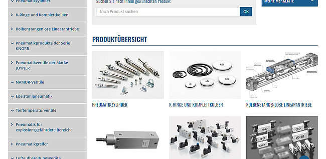 Screenshot desktop joyner.de - Ansicht Produktübersicht