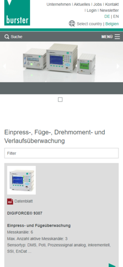 Screenshot mobile burster.de - Produktansicht