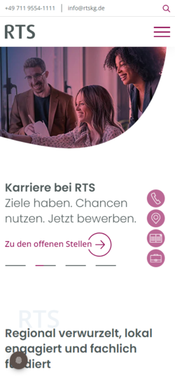 Screenshot mobile rtskg.de - Ansicht  Homepage 