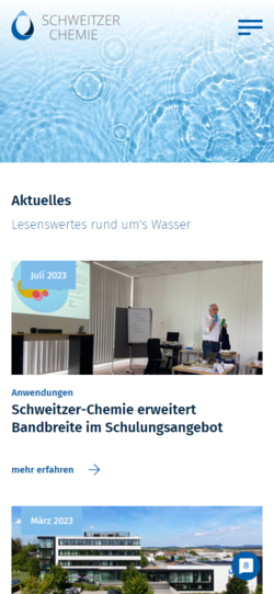 Screenshot mobile schweitzer-chemie.de - Ansicht Aktuelles