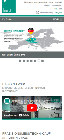 Screenshot mobile burster.de - Kontakt