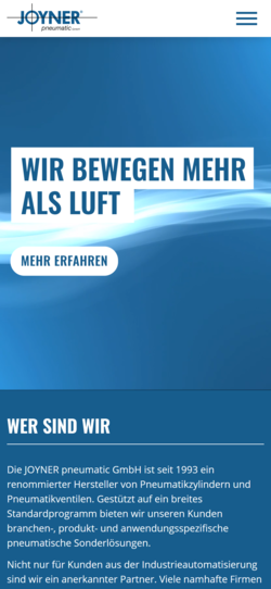 Screenshot mobile joyner.de - Ansicht Homepage