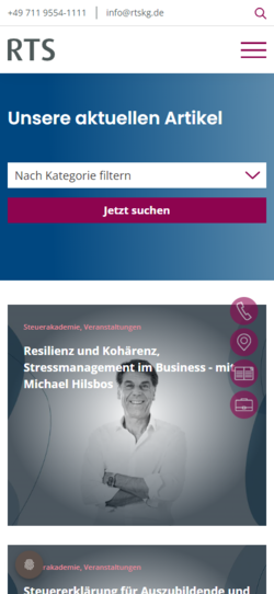 Screenshot mobile rtskg.de - Ansicht  Standortsuche 